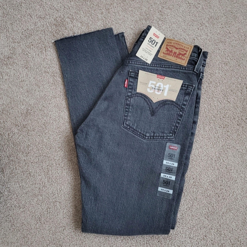 Levi's 501 High Rise Gray Jeans - Picture 7 of 8